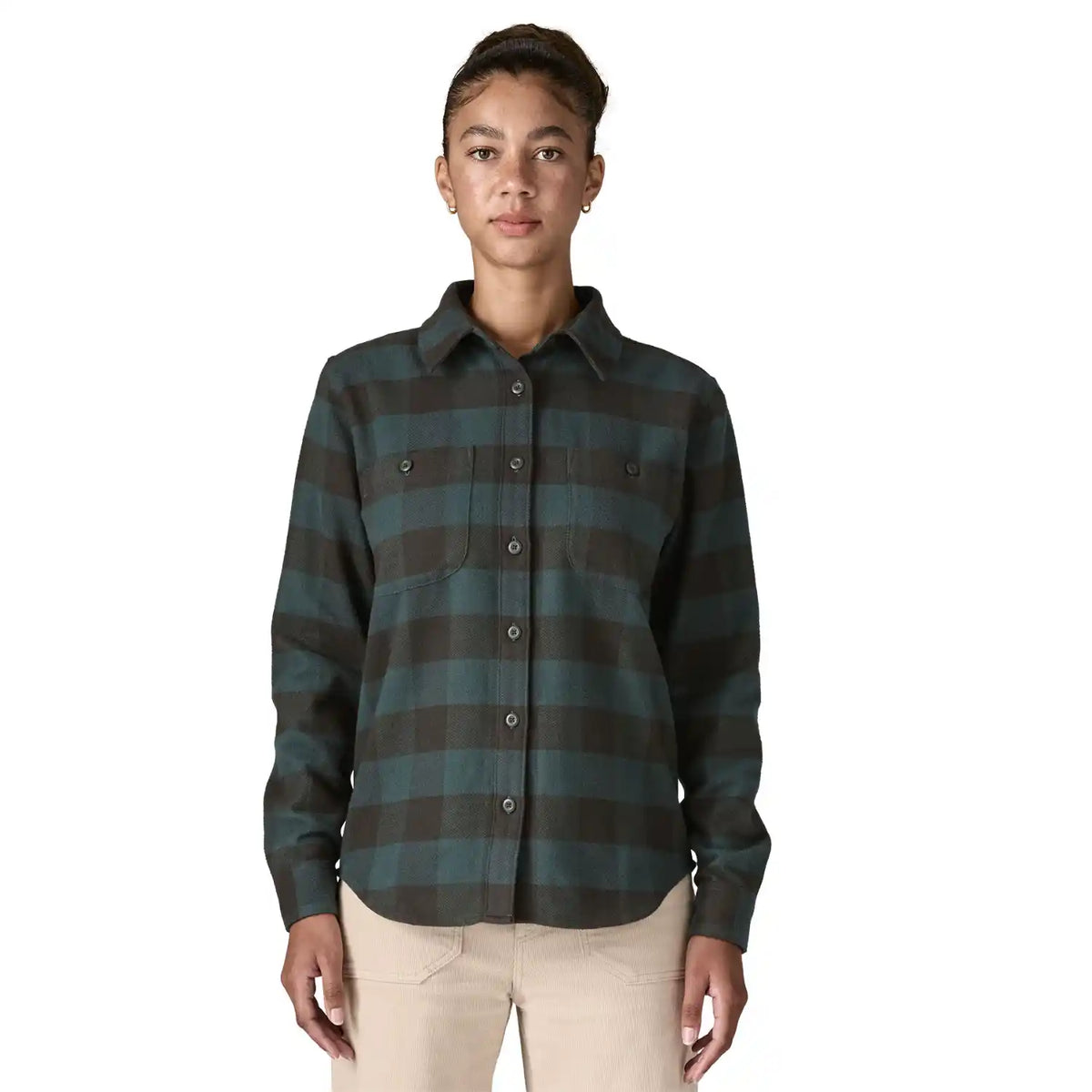 Long-Sleeved Organic Cotton Midweight Fjord Flannel Shirt Women's