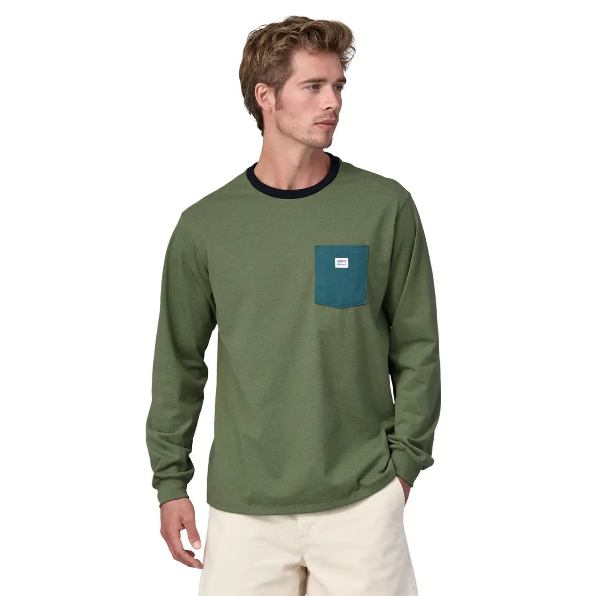 Patagonia Pitkähihaiset Paidat Long-Sleeved Shop Sticker Pocket Responsibili-Tee Treeline Outdoors