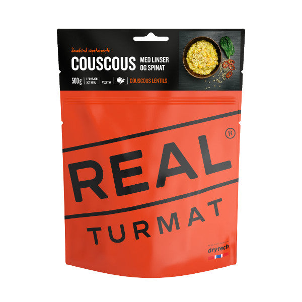 Real Turmat Retkiruoat Couscous with Lentils and Spinach Treeline Outdoors